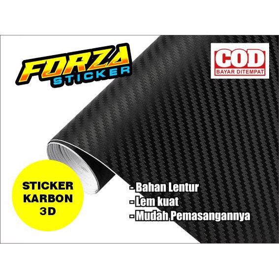 Stiker Karbon 3D doft ukuran lebar/panjang 50 cm  x 50 cm skotlet karbon bagus dan lentur
