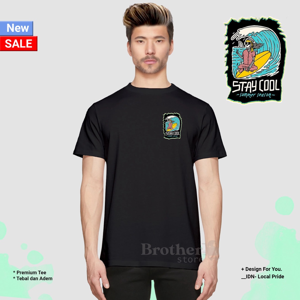 BROTHERSTORE - Kaos Distro Pria - KAOS COWOK CEWEK - Kaos Kata Kata - staycoll Usa Text PUTIH Premium