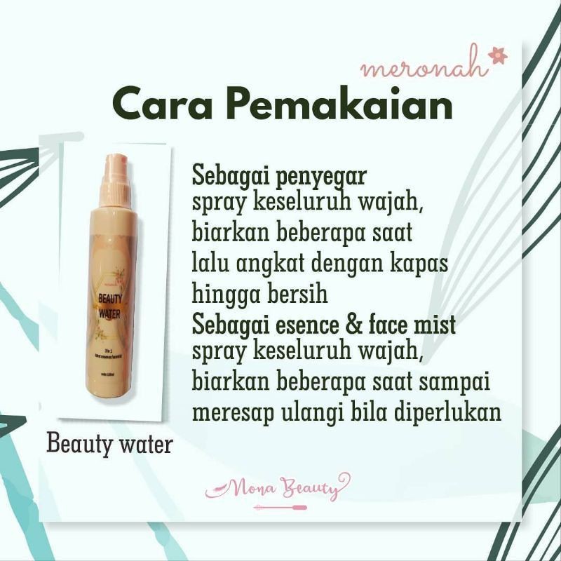 Beauty water 3in1 meronah facemist toner essence spray face mist menjaga kelembaban wajah