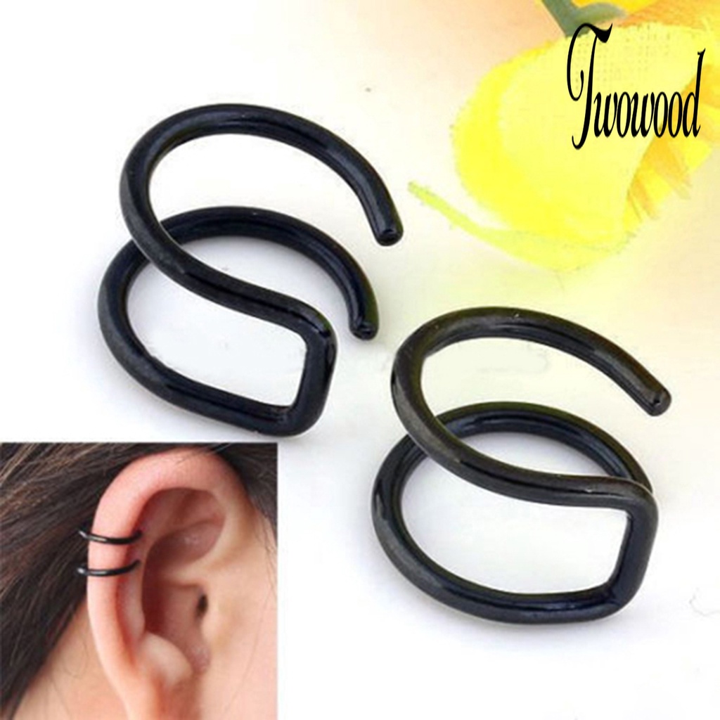 Anting Tulang Rawan Palsu 2 Baris Bahan Stainless Steel