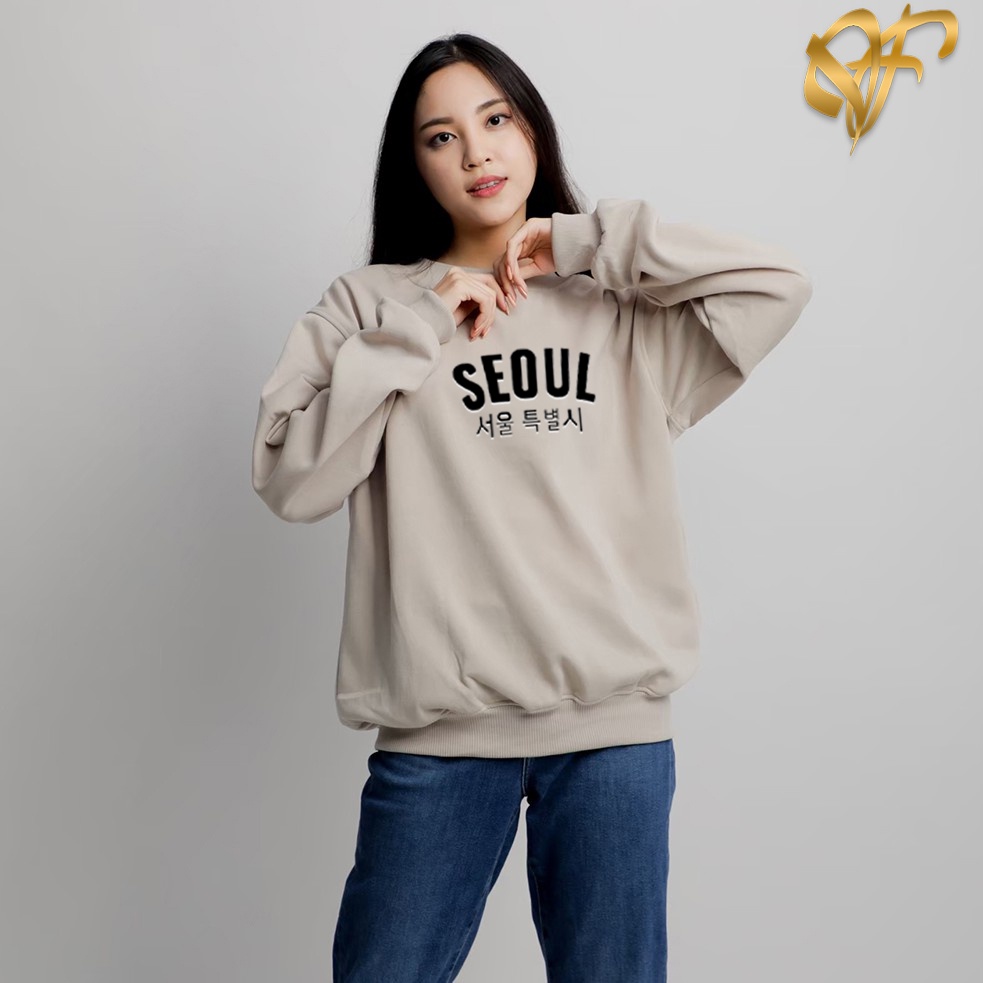 Sweater Seoul Aesthetic Pria &amp; Wanita | Sweater Korea Style Fleece Cotton | Dhea Fashion