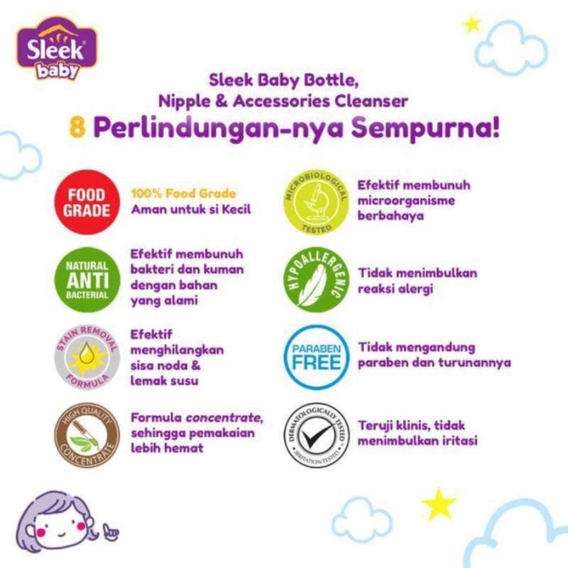 SLEEK  Bottle &amp; Nipple Cleanser Refill 450ml &amp; 900ml