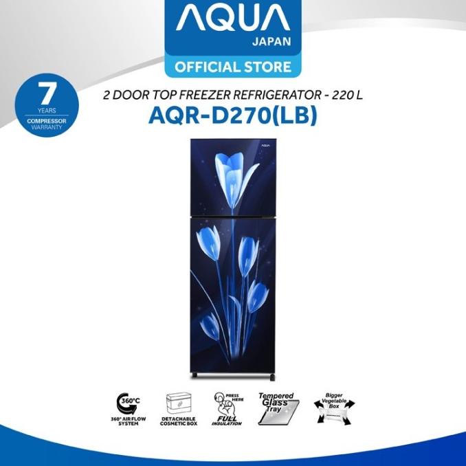KULKAS AQUA AQR-D270LB BUNGA 2 PINTU D270 / 270LB