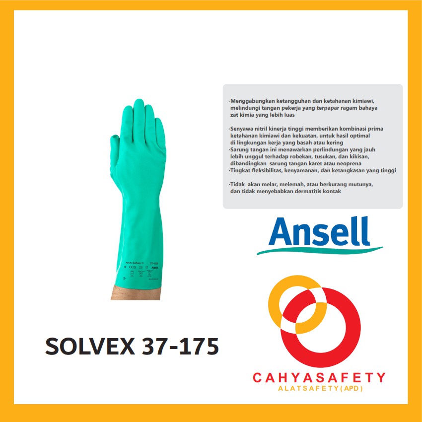 ansell / alphaTec Solvex 37-175 / alphatec solvex / 37-175 / sarung tangan safety / safety /