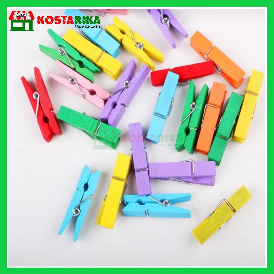 Penjepit Foto Warna Warni Wooden Clip Jepit Foto Photo Clip Wooden Peg 1 bungkus