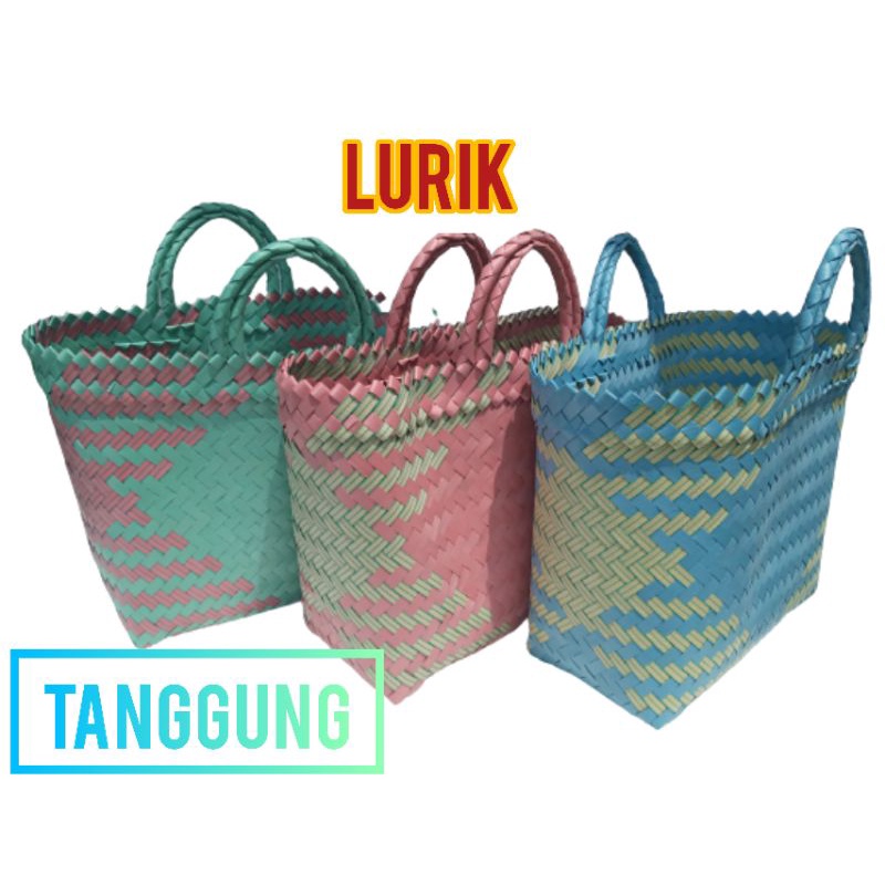 Tas Anyaman Plastik Lurik Sedang/ Tas plastik Sedang/Tas pasar Plastik Lurik Tanggung