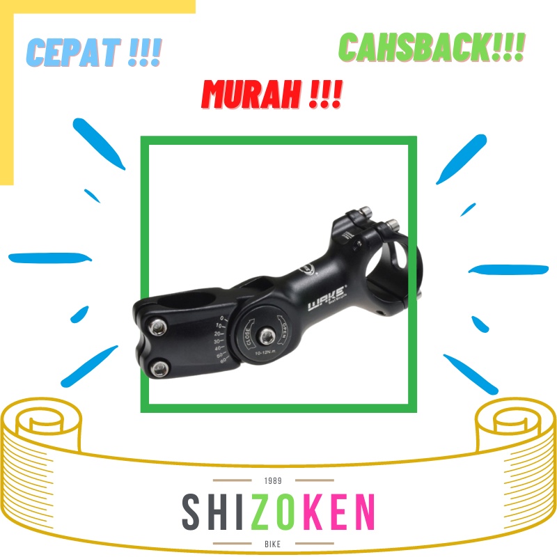 Stem Sepeda MTB Rise Adjustable 0-60 Derajat 110mm OS 31.8mm Wake