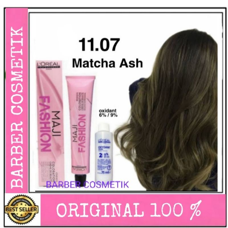 cat rambut loreal majirel maji fashion 11.07 matcha ash + oxidant