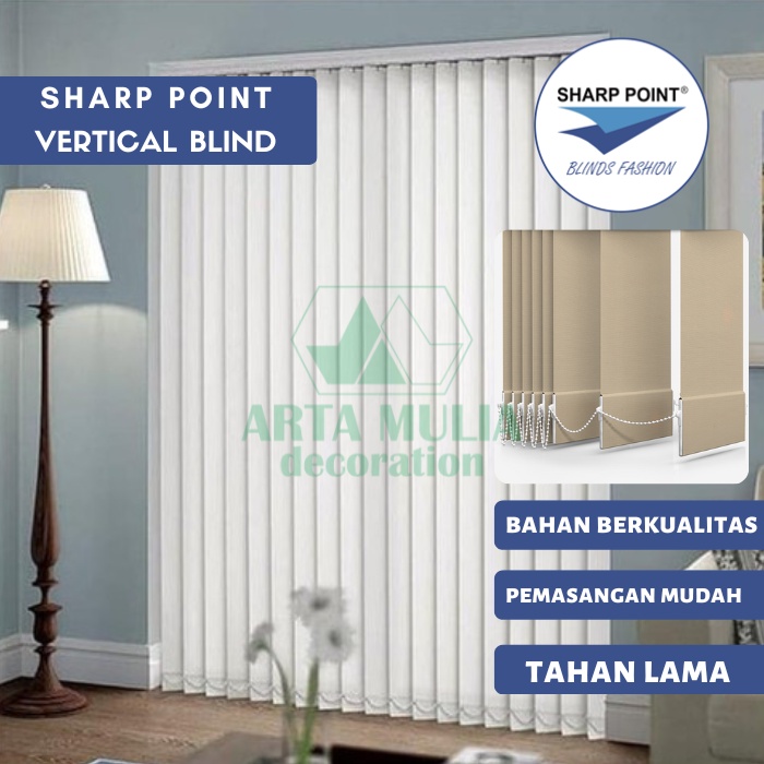 Vertical Blind Sharp Point  Blackout 100% Tirai Rumah Kantor Tirai Gulung Gorden Minimalis Jendela K