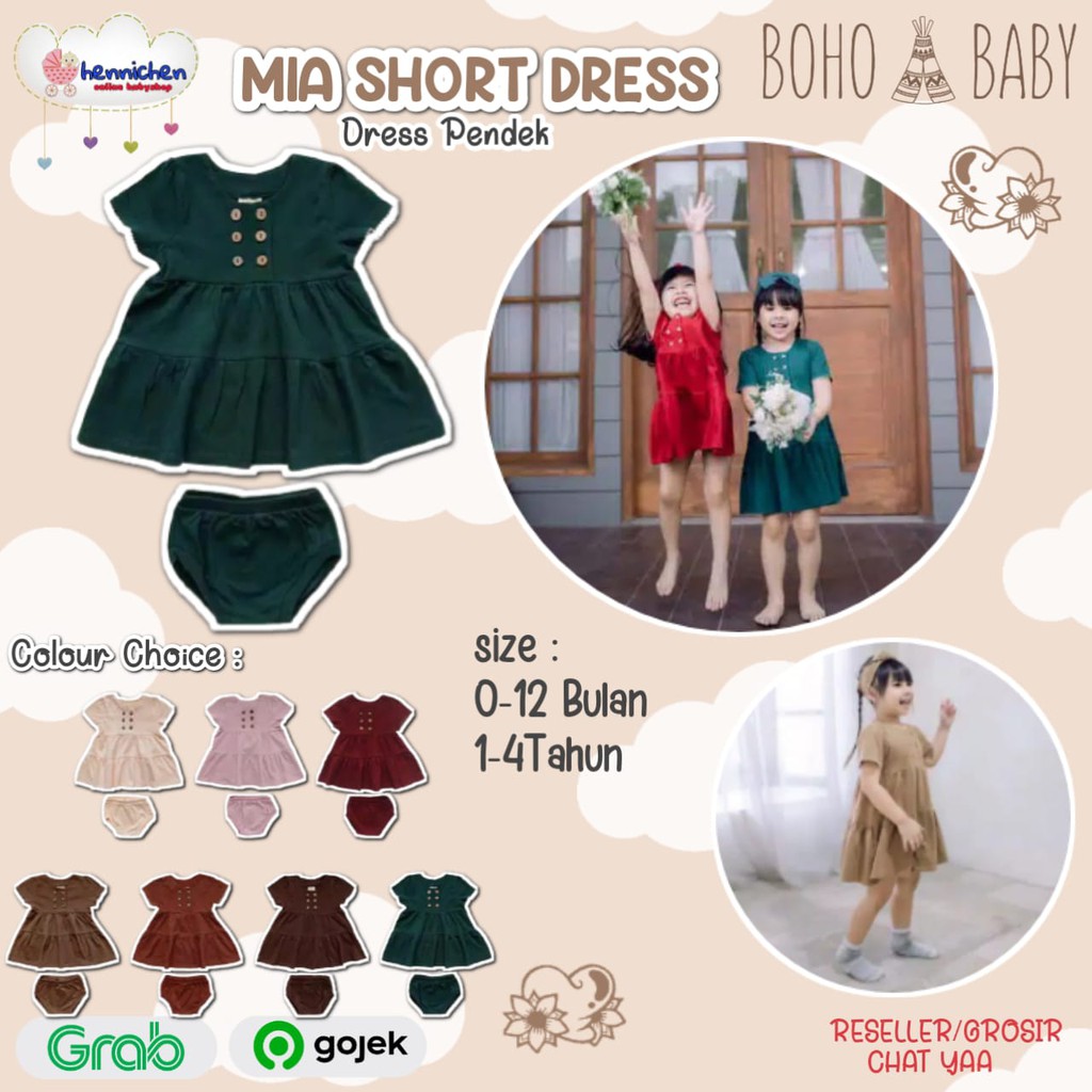 BOHO BABY MIA SHORT DRESS DRESS ANAK PEREMPUAN DRESS BAYI 0-7 Thn BOHOBABY BOHOPANNA