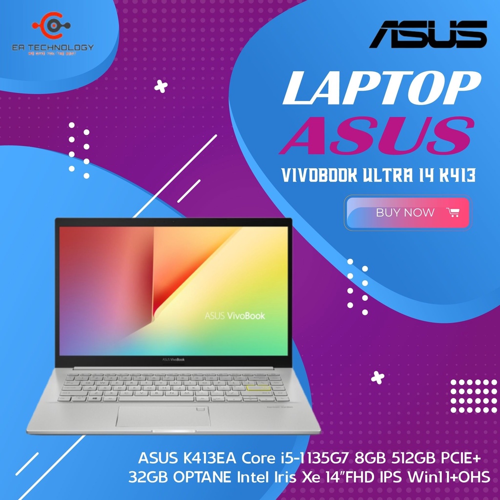 ASUS K413EA Core i5-1135G7 8GB 512GB PCIE+32GB OPTANE Iris Xe FHD W11