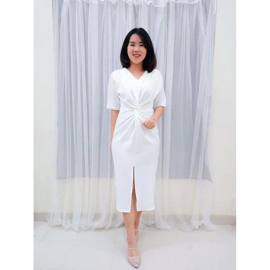 PREMIUM ROSARIA DRESS PREMIUM PARTY PESTA GAUN CASUAL A LINE DRESS - PUTIH