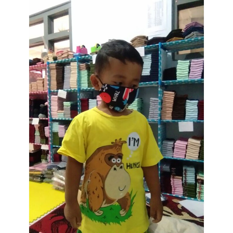 Masker Kain Anak 2 Lapis Duckbill Earloop Motif dan Polos (Katun Jepang+Katun Combed 30s) Adem Murah