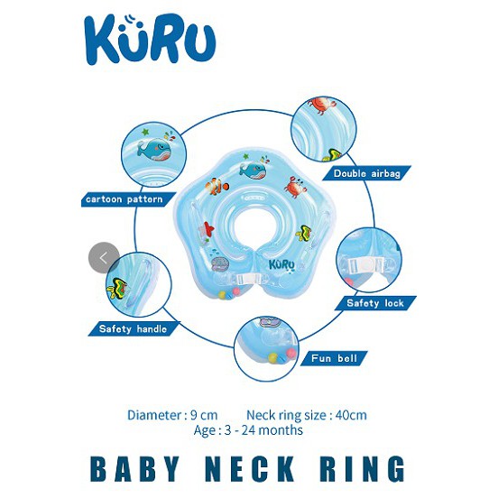 Neck Ring Baby KURU | Pelampung Leher Bayi | Ban Renang Leher | Ban Leher Bayi