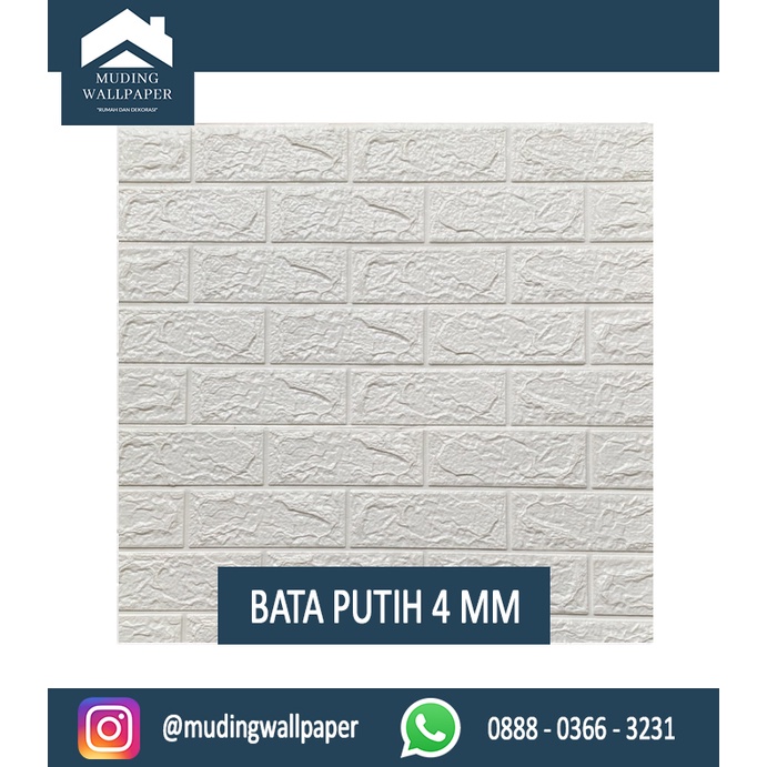 Wallpaper Bata Putih 3D Foam 77 x 70 cm-PROMO Putih 4 MM