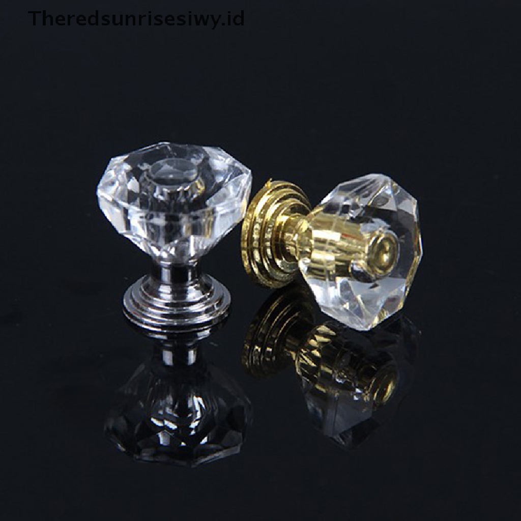 # Alat Rumahan # 10pcs Knob Kristal Akrilik Lemari Tarikan Laci Handle Door Knob Diamond Cabine~