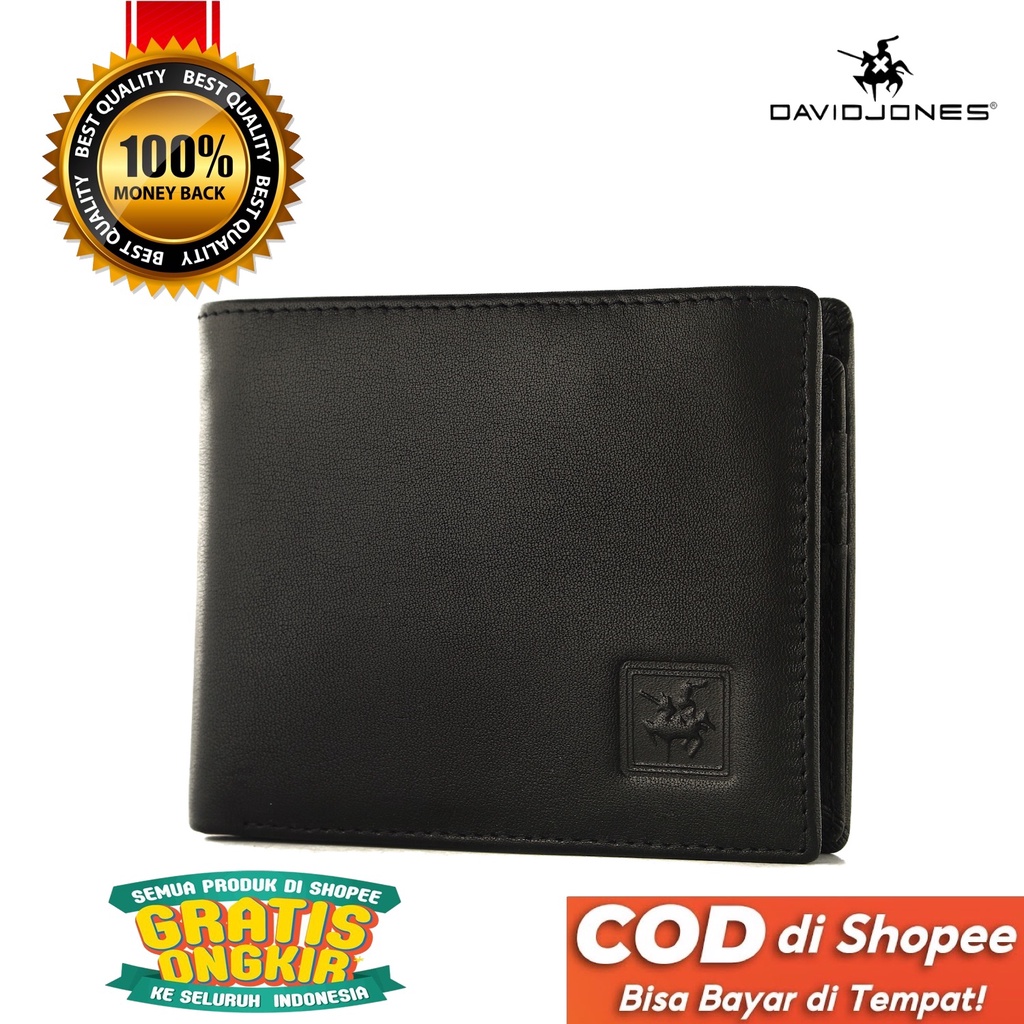 TOKOKOE - Dompet Pria model Tidur bahan Kulit Premium Dompet Lipat - David Jones 38-918 Black