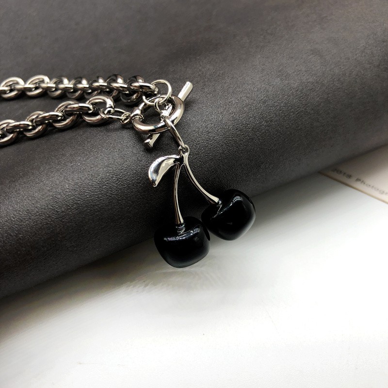 [ACKER] Kalung Ceri Hitam Gaya Korea Antik Retro Untuk Wanita