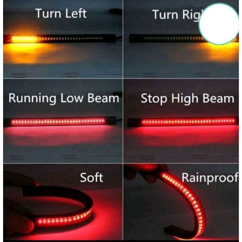 led drl stop 17 cm 4 fungsi kota stop rem sein kanan dan kiri fleksibel motor mobill