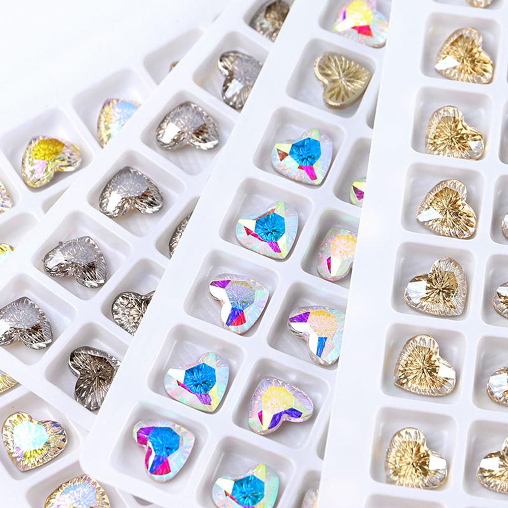 R-flower Nail Rhinestones Aksesoris Paku Ukir Shing 3D Bulat