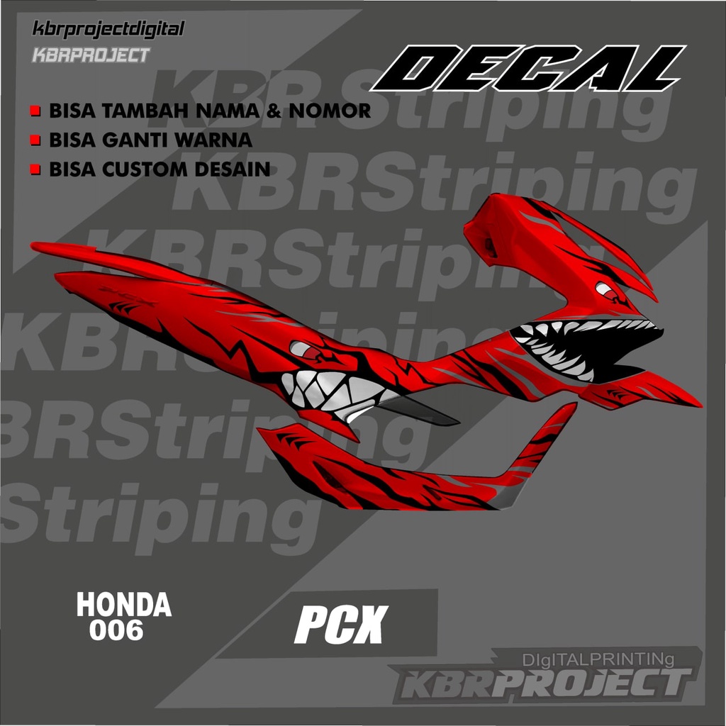 [COD] FULL BODY VARIASI DECAL PCX striping motor HONDA sticker variasi Racing 06