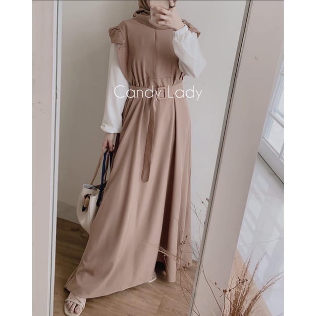GAMIS NIDIA FULL KANCING BUSUI BUMIL DRESS MOSCREPE gamis terbaru gamis modern gamis terbaru 2021-DAHLIA