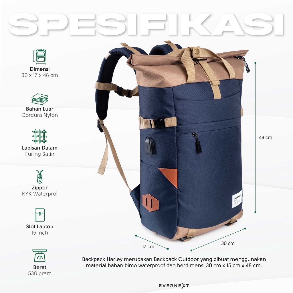 Tas Ransel Laptop Backpack Pria Wanita Backpack Kapasitas 20L Backpack Outdoor Tas Sekolah Kuliah Kerja Premium