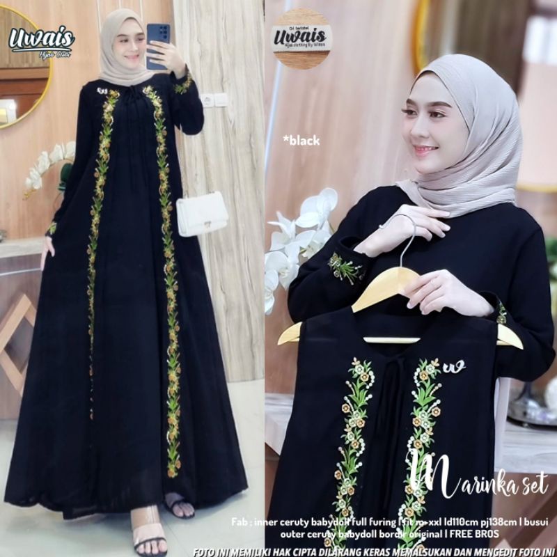 UWAIS MARINKA SET | gamis setelan inner dan outer pisah marinka dress original by uwais
