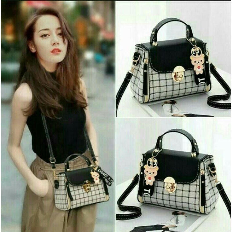 MND SHOP. (COD)tas selempang terbaru 2021 motif burberry kulit import terbaru