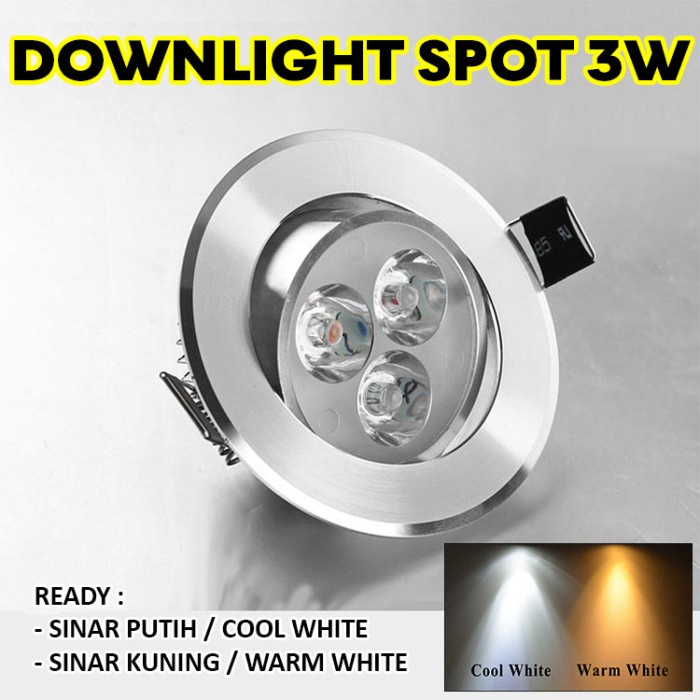 Lampu Downlight LED Spot Sorot 3W 3 Watt 3 Mata LED Lampu Kabinet Bar Dapur Etalase Plafon Frame Fleksibel Bisa Diarah Kan-