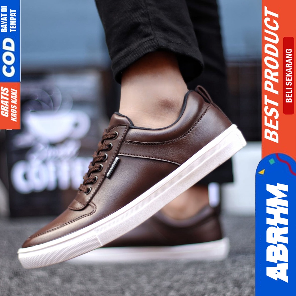 Abrhm Tiago - Sepatu Sneakers Casual Pria Kerja Santai Hitam