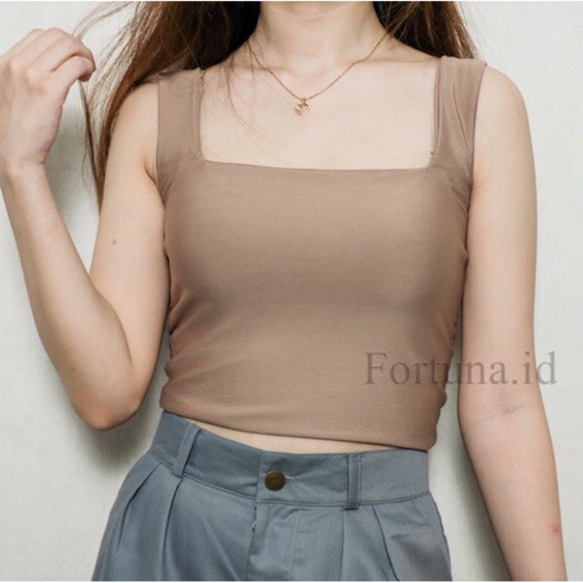 PREMIUM Square Crop Tank Top / tank top kotak / tengtop / tanktop pendek tali besar