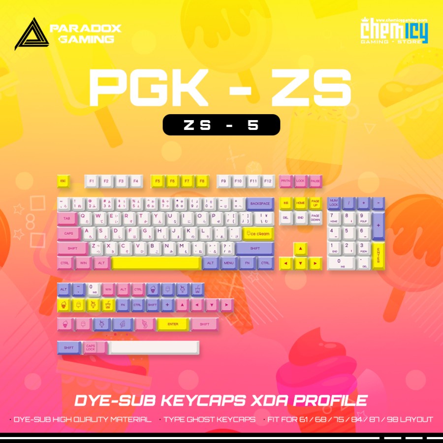 Paradox Gaming ZS-5 / ZS5 Dye-sub Keycaps 126 set XDA Profile