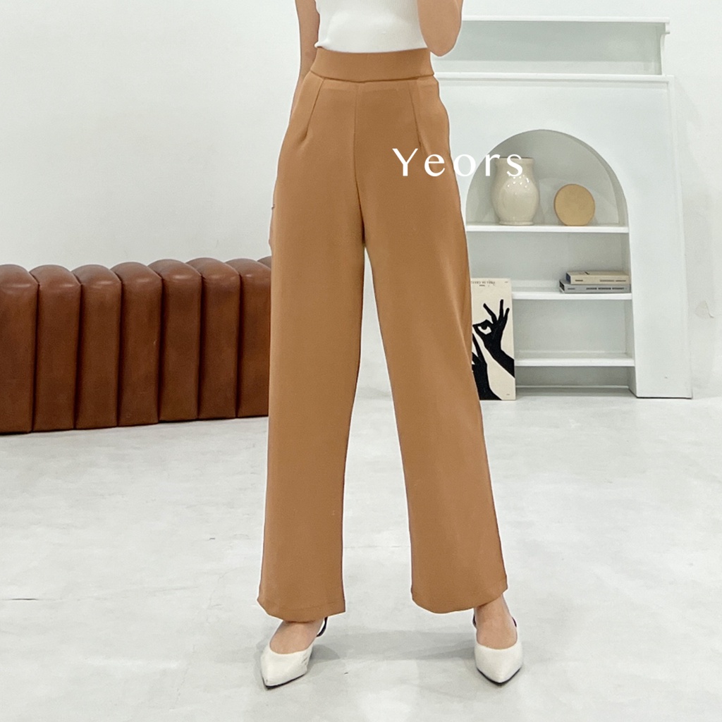 Yeors - Celana Murah Berkualitas Kulot Scuba Premium - Long Cullote Loui Pants - Korean Loose Pants Trousers Wanita - Loungewear - Celana Perempuan Murah Berkualitas