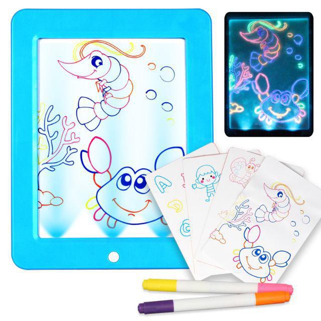 Mainan Edukasi Magic Drawing and Writing Pad LED 3D Magic Drawing Pad LED Writing Board Magic Board