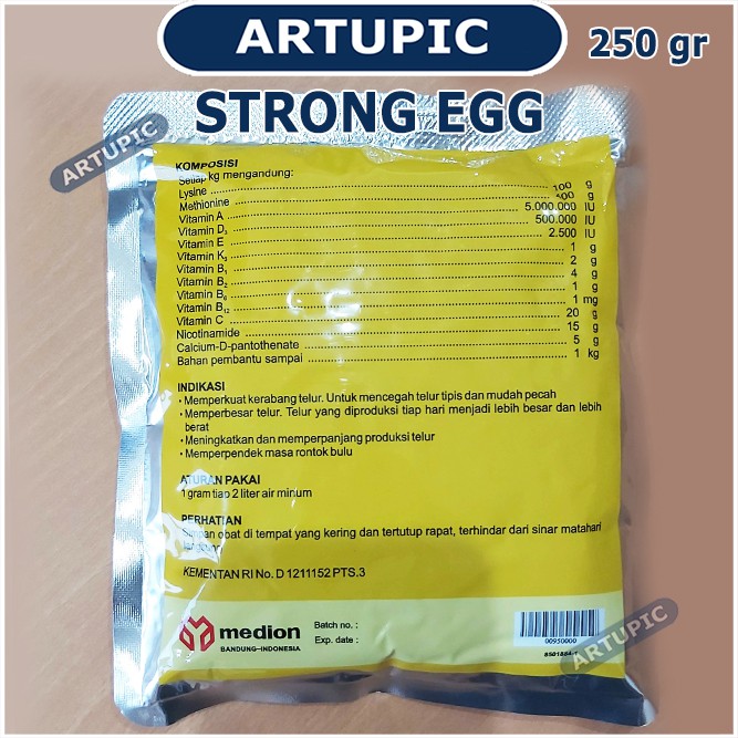 Strong Egg 250 gram Peningkat Produksi Berat Telur lebih besar dan kuat Medion Artupic