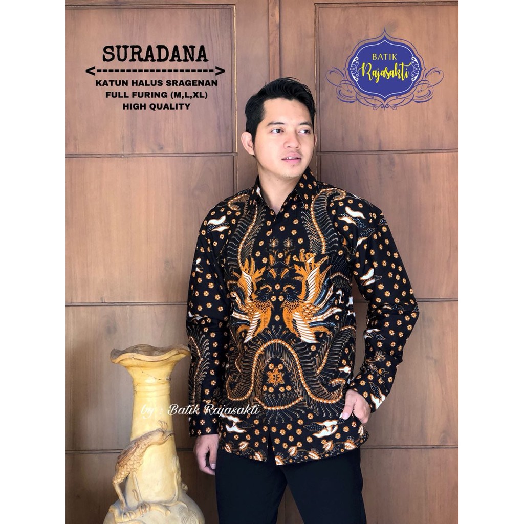 SURADANA RAJASAKTI KEMEJA BATIK SOLO PRIA LENGAN PANJANG LAPIS FURING ATASAN BATIK PREMIUM MODERN KATUN HALUS BAHUWIRYA  BANAMITRA BANAMITRA PUTIH BANGSAWAN BAYU PUTRA BERLIAN BIRU BHARATAYUDA BIMASENA BIRENDRA BIRU INDAH BRAHMAKERTA BRAHMAKERTA MERAH