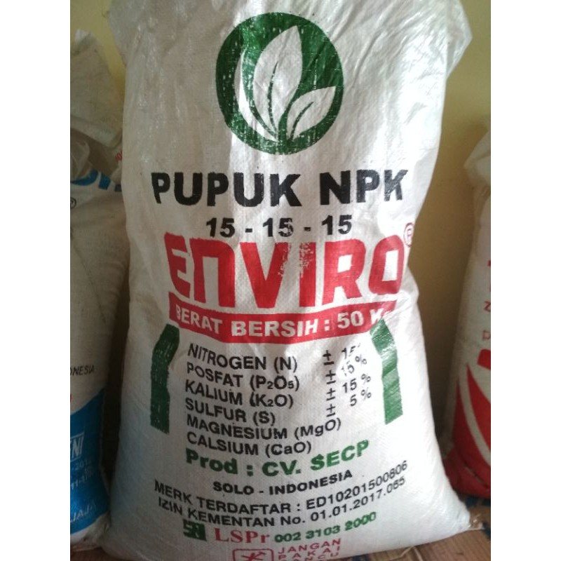 Pupuk NPK Enviro 15-15-15 repack 1kg