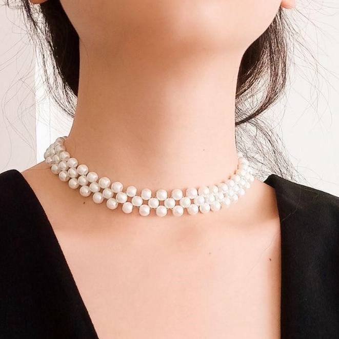 Senada Victory Kalung Choker Mutiara Cantik Kalung Bubble Casual /Elegan Kalung Pesta SKCM01