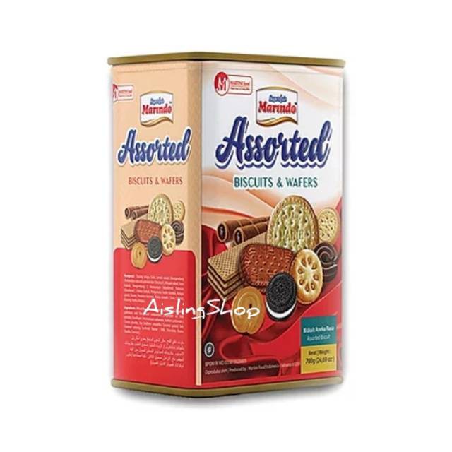 Marindo Assorted Biscuits &amp; Wafers Kaleng 600gram Superquin Marindo Assorted Besar biskuit kaleng 600G 600 Gram