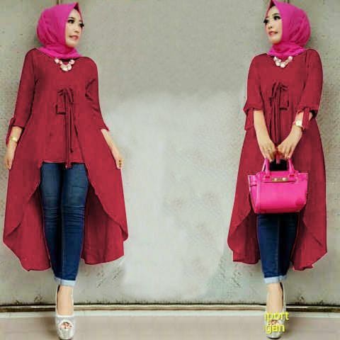 [Tunik Olga Maroon SW] tunik wanita wolly crepe maroon