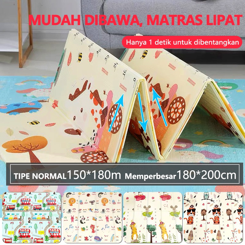 200×180cm MATRAS TEBAL BAYI / ANAK BELAJAR MERANGKAK &amp; BERMAIN / MATRAS BAYI / MATRAS BUSA RAMAH LINGKUNGAN TIDAK BERBAU BISA DILIPAT KEPERLUAN ANAK BAYI DI RUMAH