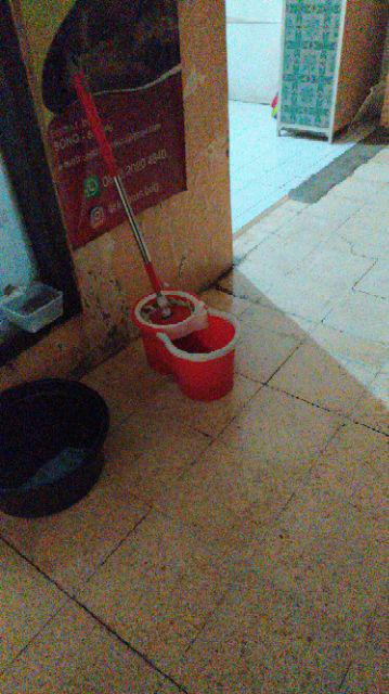 Spin Mop / Alat Pel Lantai Keranjang Stainless - Biru