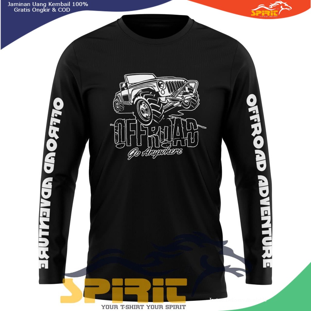 Offroad T Shirt - Baju Kaos Distro Pria Jeep Offoad Kaos Adventure Lengan Panjang 100% Catton