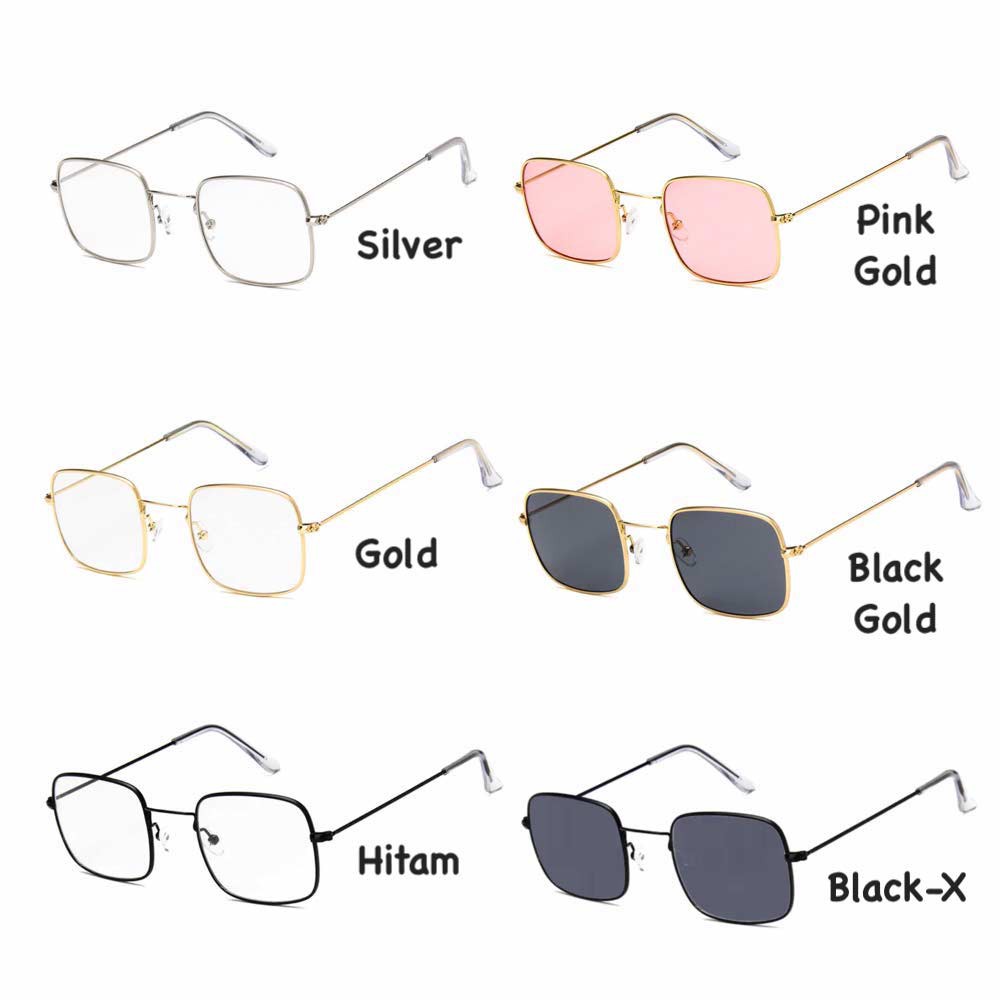 Anti UV Sunglasses [ Black Gold ] Kacamata Pria &amp; Wanita - Kotak - HM01