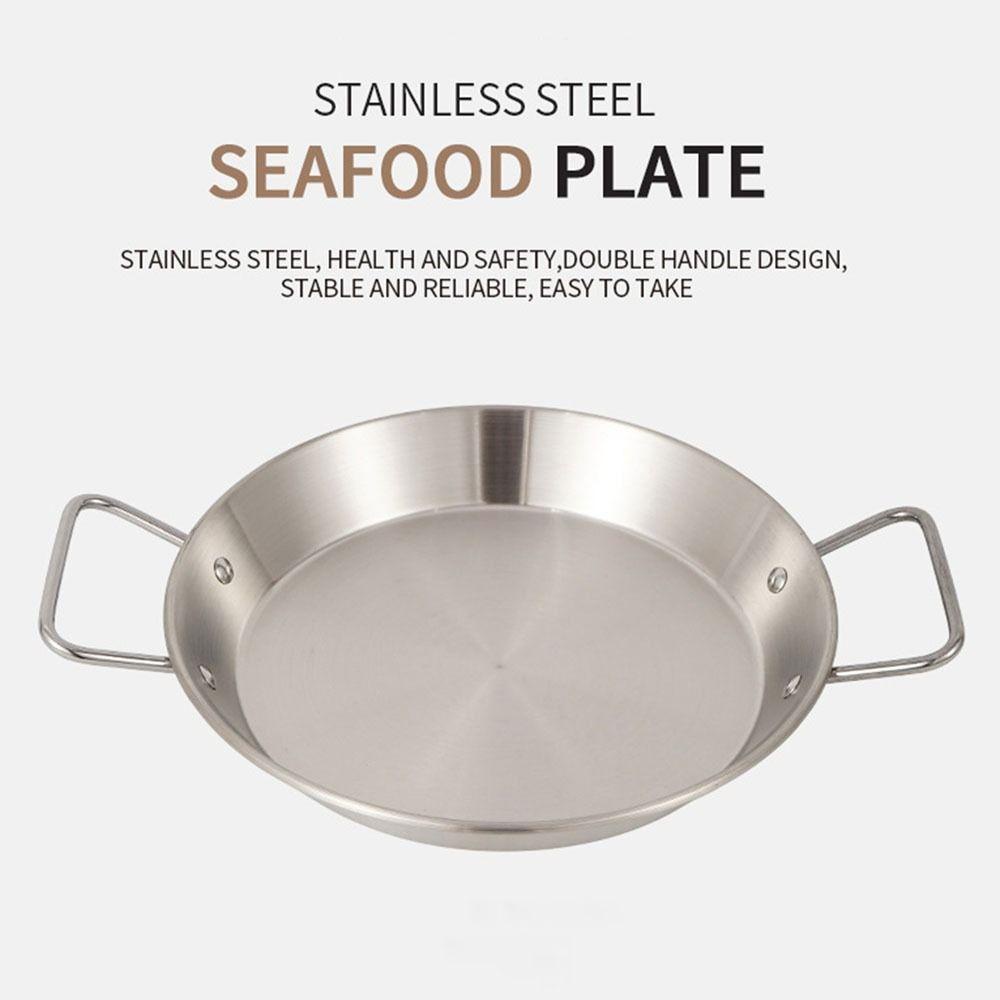 Lanfy Panci Penggorengan Seafood Wadah Perlengkapan Camping Portabel Binaural Saucepan Stainless Steel Salad Plate Saucepan