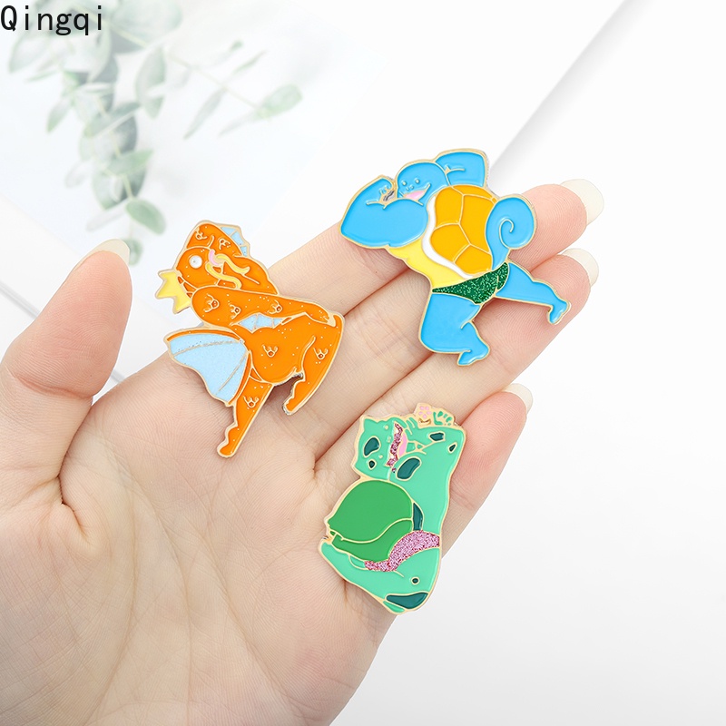 Bros Pin Enamel Desain Kartun Hewan Kebugaran Warna Hijau Biru Oranye Untuk Anak