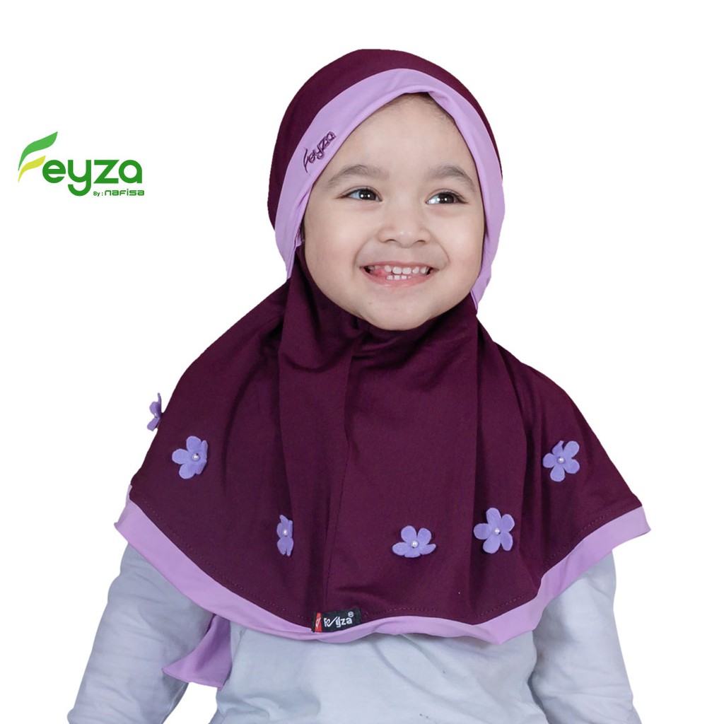 Jilbab Instan Anak Feyza Estiana | Hijab Instan Non Pad Anak Lucu kerudung Instan Anak 3 - 4 Tahun