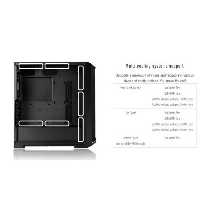 CASING LIAN LI LANCOOL 215 BLACK - SIDE TEMPERED GLASS