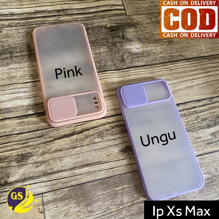 Iphone 6 6G 6s 7 7G 8 Plus X XR XS MAX SLIDE CASE PROTECTION CAMERA MATTE CANDY SLIDING PELINDUNG KAMERA